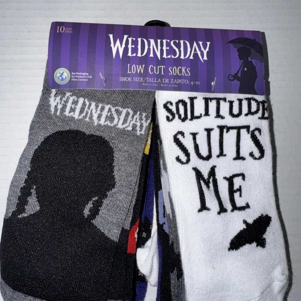 Wednesday Adams Socks Size 4-10 Low Cut Socks 10 Pairs New